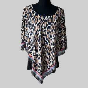 Nygard Leopard Print Poncho Style Overlay Blouse